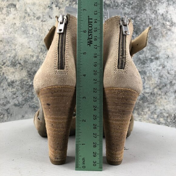 Janet Sport Women's Size 38 Brown Open Toe Studded Back Zip High Heel Sandals - Picture 7 of 13